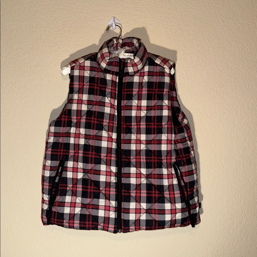 Vera Bradley Red and Black Plaid Puffer Vest